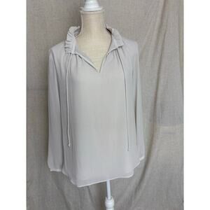 Ann Taylor Long Sleeve Sheer Light Gray Blouse Size Small